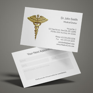 Professional Precious Gold Caduceus Clean Medical  Tidsbeställning Kort