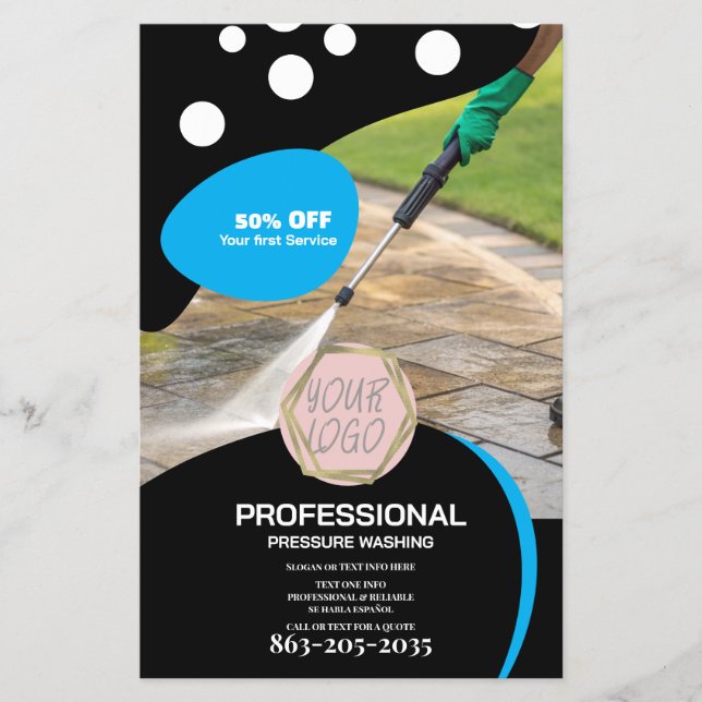 Professional Pressure Wash Minimalist Logo Flygblad (Framsidan)