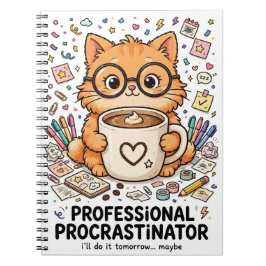 Professional Procrastinator - Cat Notebook Anteckningsbok