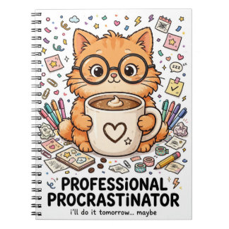 Professional Procrastinator - Cat Notebook Anteckningsbok