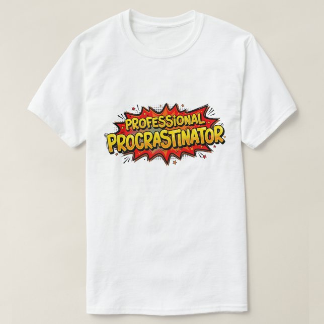Professional Procrastinator Retro Pop Art Comic T Shirt (Design framsida)