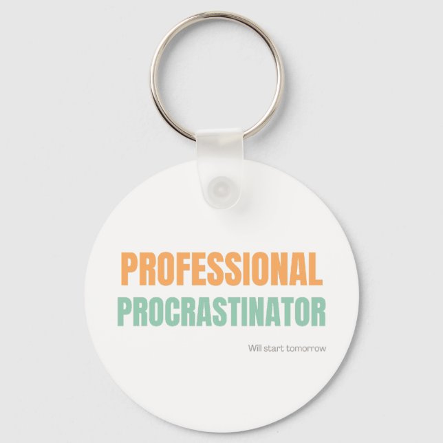 "Professional Procrastinator" Witty Typography Nyckelring (Framsida)