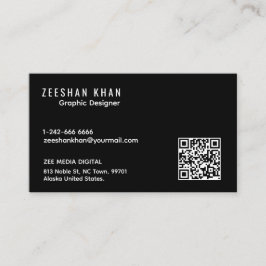 Professional QR Code Black Classic Business Card  Visitkort