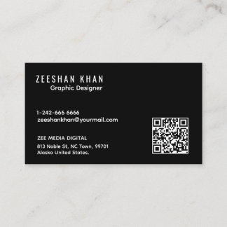 Professional QR Code Black Classic Business Card  Visitkort