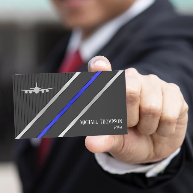 Professional QR Code Pilot Stylish Aviation Visitkort (Skapare uppladdad)