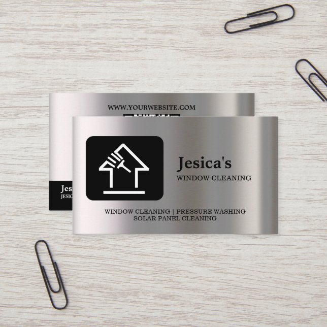 Professional QR Code Washing Power Window Cleaning Visitkort (Fram/Back In Situ)