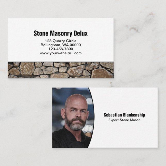 Professional Replaceable Photo Stone Wall Border Visitkort (Fram/baksida)