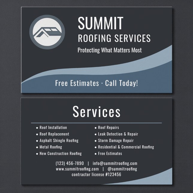 Professional Roofing Roofer Company Visitkort (Skapare uppladdad)