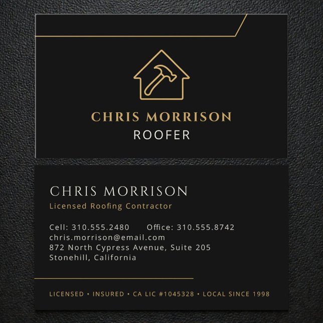 Professional Roofing Roofer Construction Black Visitkort (Skapare uppladdad)
