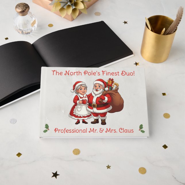 Professional Santa Business Card Mr&Mrs Claus Gästböcker (Framsida öppen)