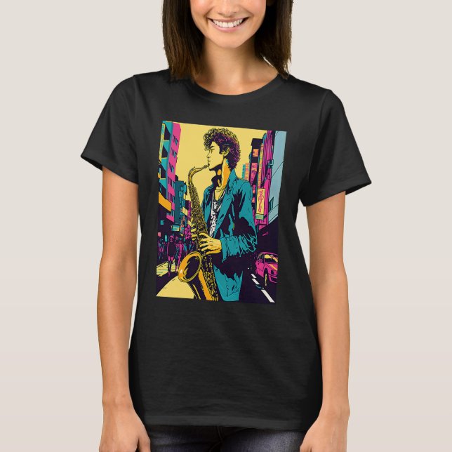 Professional Saxophone Musician Retro Pop Saxophon T Shirt (Framsida)
