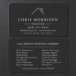 Professional Silver & Black Roofing Company Visitkort