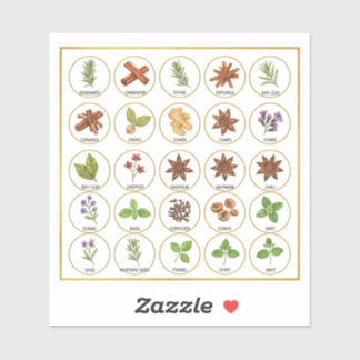 Professional Spice Jar Labels - 25 Botanical Herb  Klistermärken
