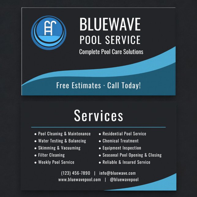 Professional Swimming Pool Service Company Visitkort (Skapare uppladdad)