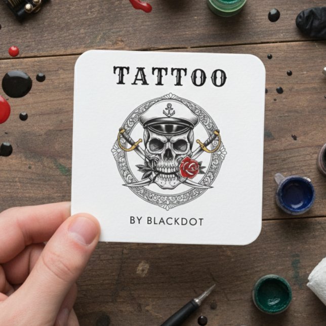 Professional Tattoo Artist Tattoos Studio QR Code Fyrkantigt Visitkort (Skapare uppladdad)
