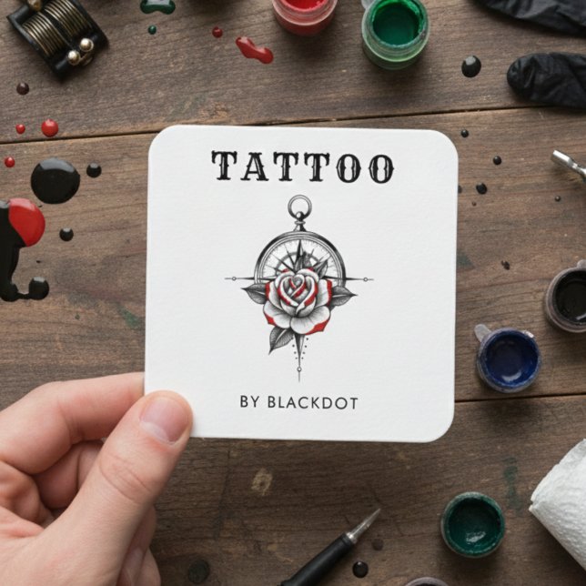 Professional Tattoo Shop Tattoos Studio QR Code Fyrkantigt Visitkort (Skapare uppladdad)