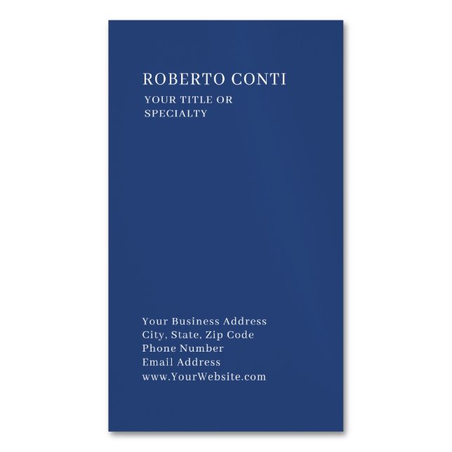 Professional Unique Plain Minimalist Blue Magnetiska Visitkort (Framsida vertikal)
