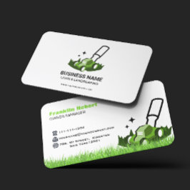 Professional White Green Lawn Care & Landscaping Visitkort