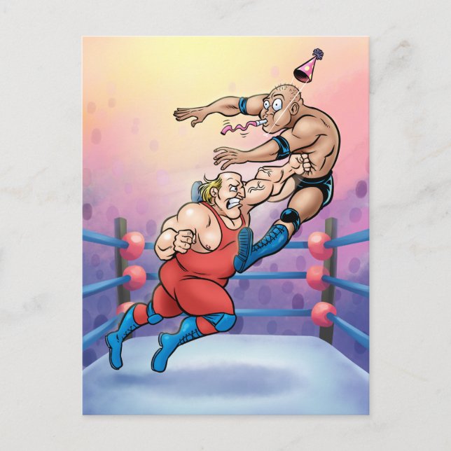 Professional Wrestling Hit Birthday Card Vykort (Framsida)
