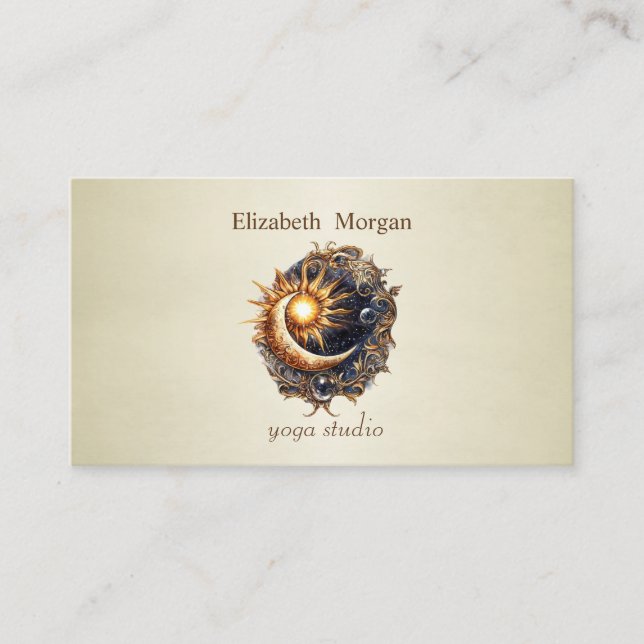 Professional Yoga Studio Mystical Sun Moon   Visitkort (Framsida)