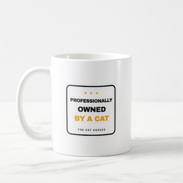 Professionally Owned By A Cat Funny Mug Kaffemugg (Vänster)