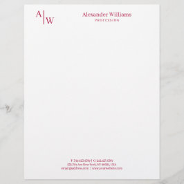 Professionell 2 Monogram - minimalistisk Burgundy  Brevhuvud