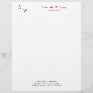 Professionell 2 Monogram - minimalistisk Burgundy Brevhuvud