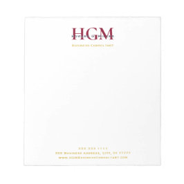 Professionell 3 Brev Monogram Burgundy-flottan Gul Anteckningsblock