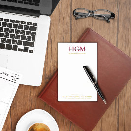 Professionell 3 Brev Monogram Burgundy-flottan Gul Post-it Block