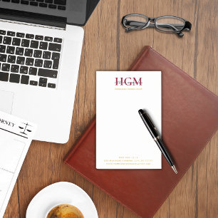 Professionell 3 Brev Monogram Burgundy-flottan Gul Post-it Block