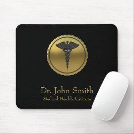 Professionell 3D guld Caduceus medicinsk emblem Musmatta