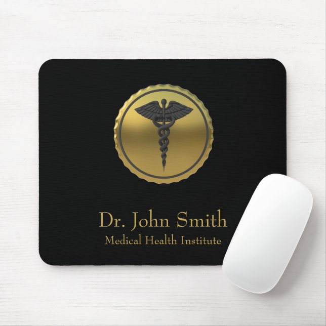 Professionell 3D guld Caduceus medicinsk emblem Musmatta (Med mus)