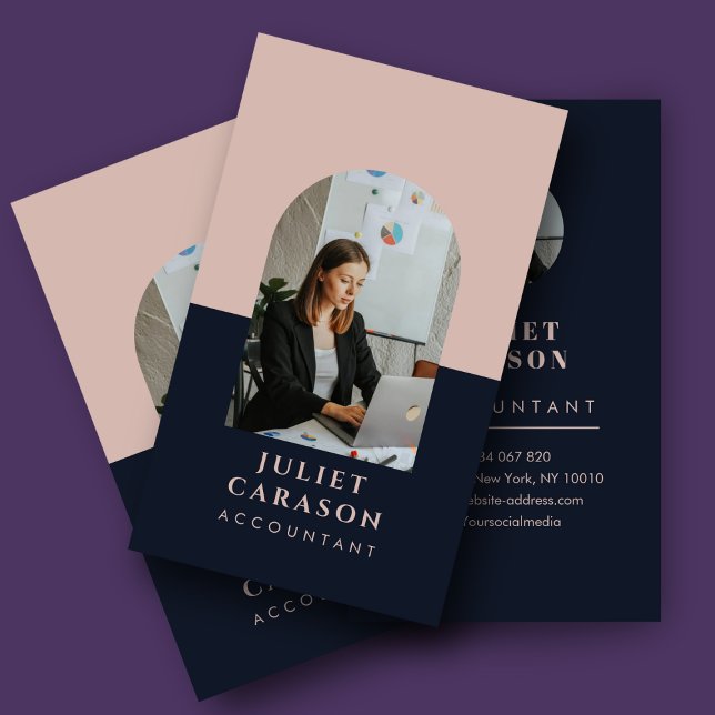 Professionell Accountant Arch Photo  Rosa Visitkort (Skapare uppladdad)