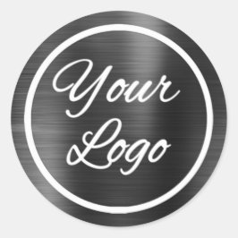 Professionell Add Logotyp Black Grått Metall Steel Runt Klistermärke