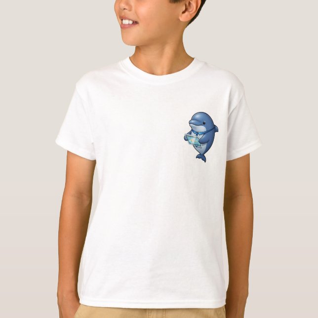 Professionell Affärs Delfin Surfplatta Blå Barn T Shirt (Framsida)