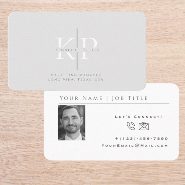 Professionell Affärskort med Initialer och foto Visitkort (Business Card Template)