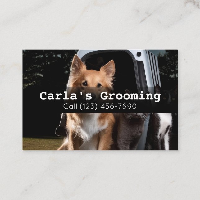 Professionell Affärskort Mobile Pet Grooming Visitkort (Framsida)