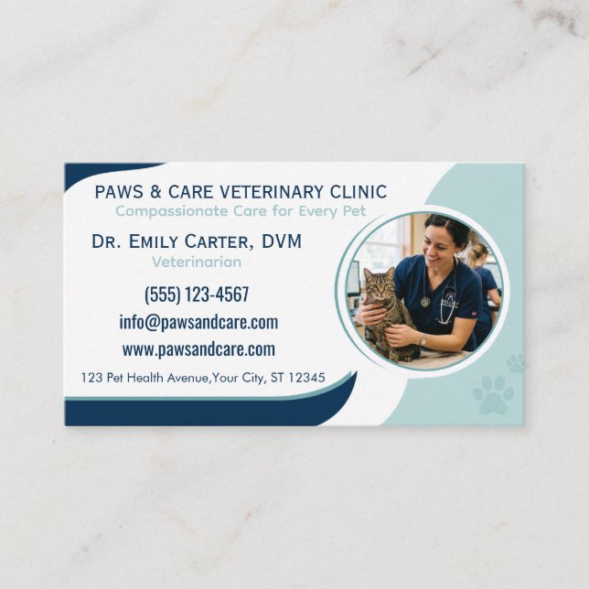 Professionell Anpassad Foto Veterinär   Visitkort (Framsida)