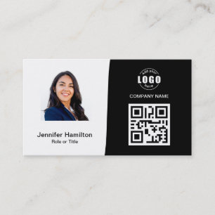 Professionell anpassad QRCode-foto svart & vit Visitkort