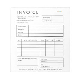 Professionell Anpassningsbar, affärsfaktura Anteckningsblock