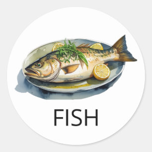 Professionell Anpassningsbar FISH Bröllop Meal Cho Runt Klistermärke