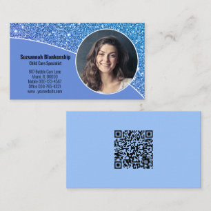 Professionell Anpassningsbar Foto Blue QR-kod på b Visitkort