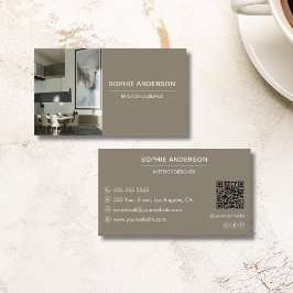 Professionell Anpassningsbar Foto QR Designer Taup Visitkort