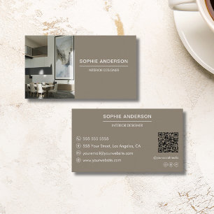 Professionell Anpassningsbar Foto QR Designer Taup Visitkort