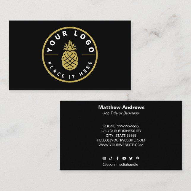 Professionell Anpassningsbar Logotyp Modern Black  Visitkort (Fram/baksida)