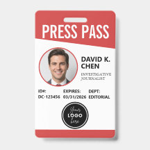Professionell anpassningsbar presspass ID-märkning