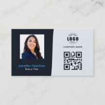 Professionell Anpassningsbar QRCode Photo Navy Blu