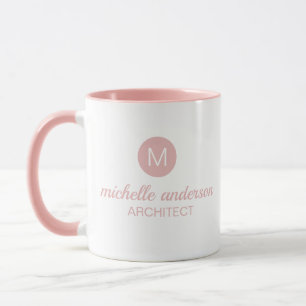 Professionell architect Monogram Initial Rosa vit Mugg