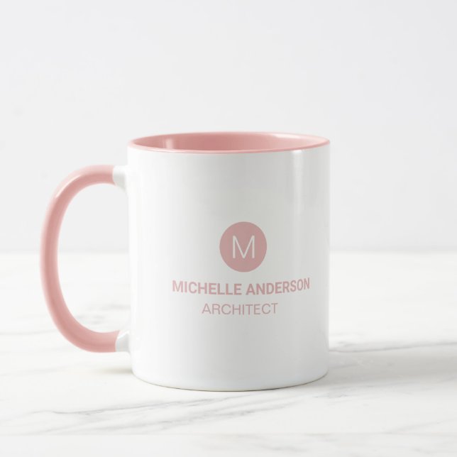 Professionell architect Monogram Initial Rosa vit Mugg (Vänster)