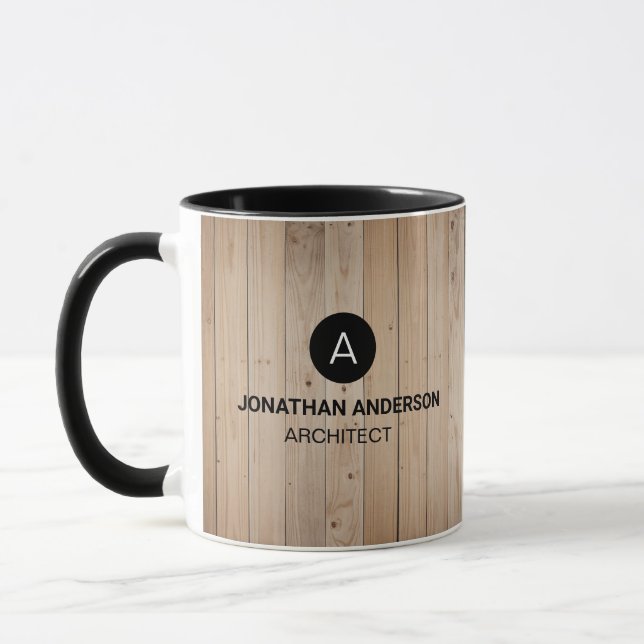 Professionell architect Monogram Initial Wood-utse Mugg (Vänster)